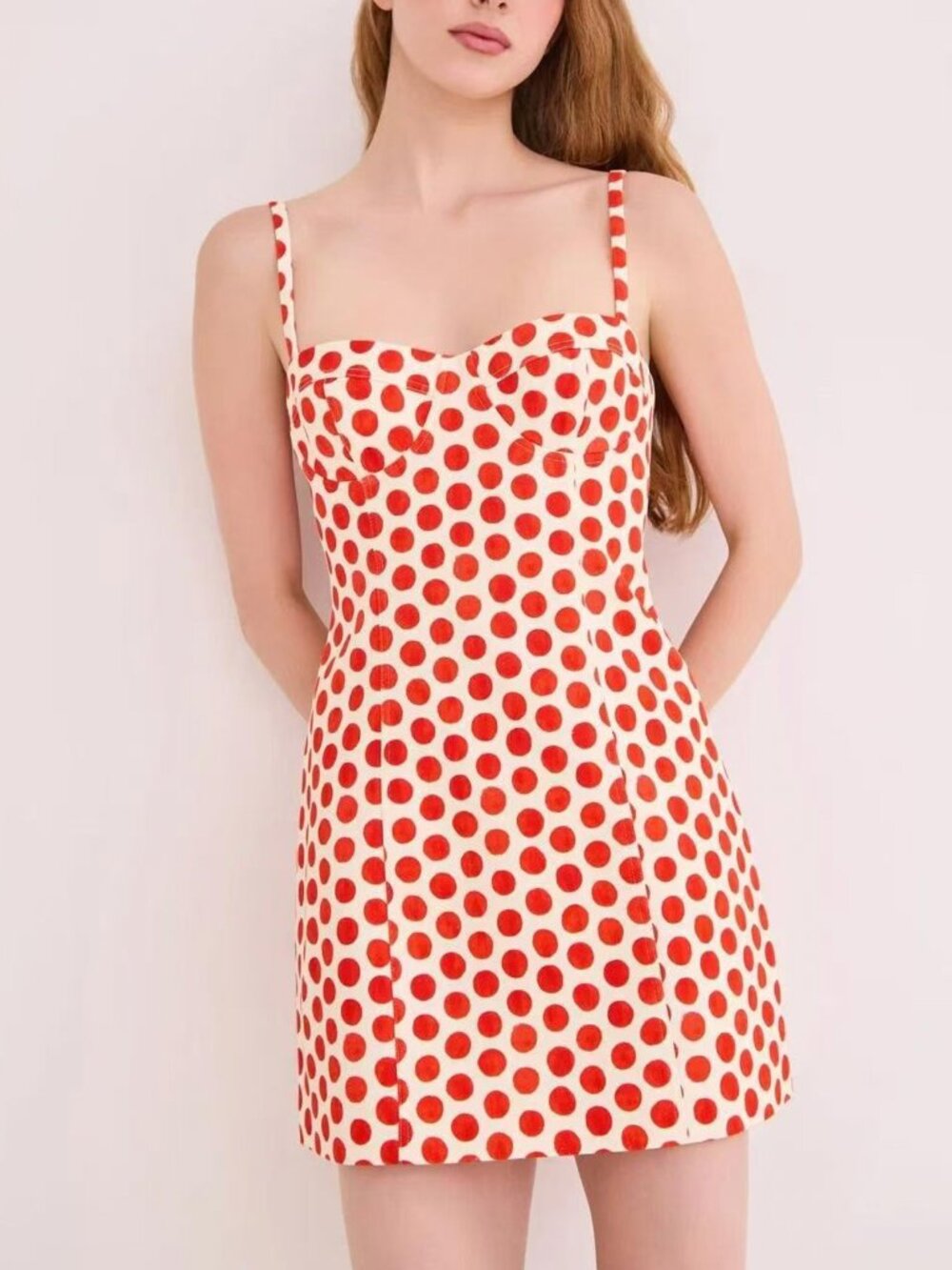 Cara Cara NYC Claudine Mini Dress 0/4/8 Celeste Spot Red Polka Dot - Picture 11 of 13